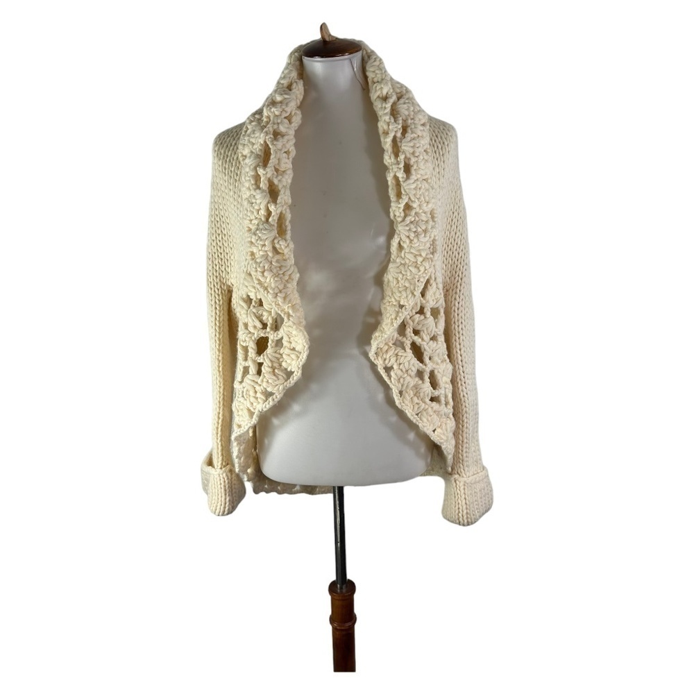 White House Black Market Wool Blend Crochet Cardigan SZ M/L
